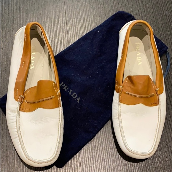Prada Other - White leather Prada Loafer size 9.5 US 10.5